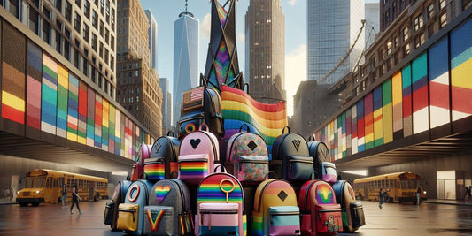 LGBTQ+ fashion backpacks in urban setting