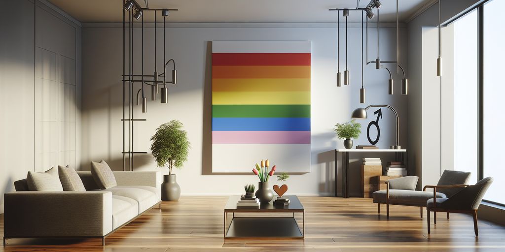 LGBTQ+ themed canvas art in modern interior design setting