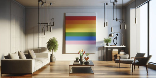 LGBTQ+ themed canvas art in modern interior design setting