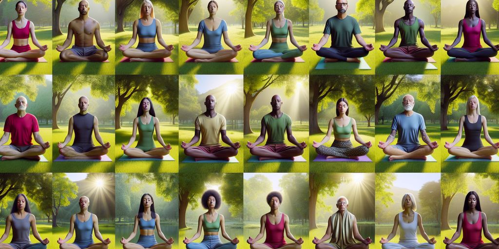 LGBTQ+ individuals meditating in a peaceful park
